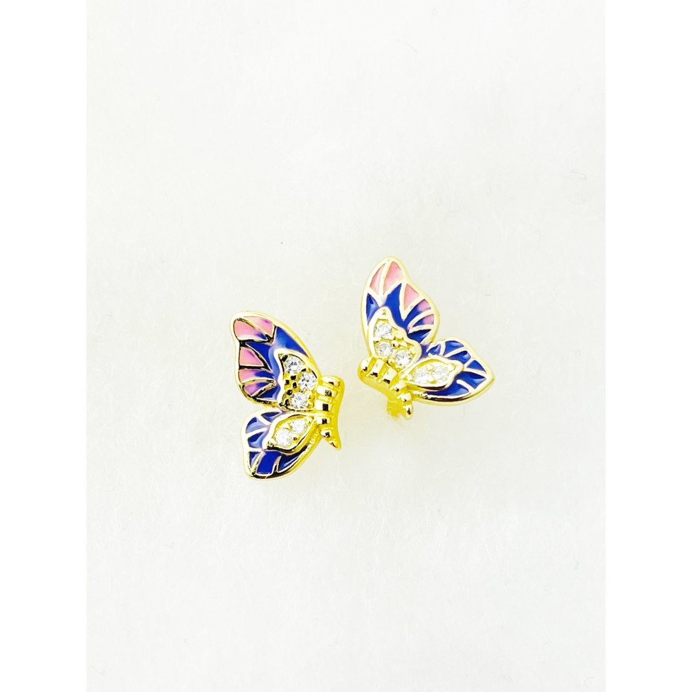 Schmetterling 925 Silberne vergoldet Ohrringe Damen Kinder