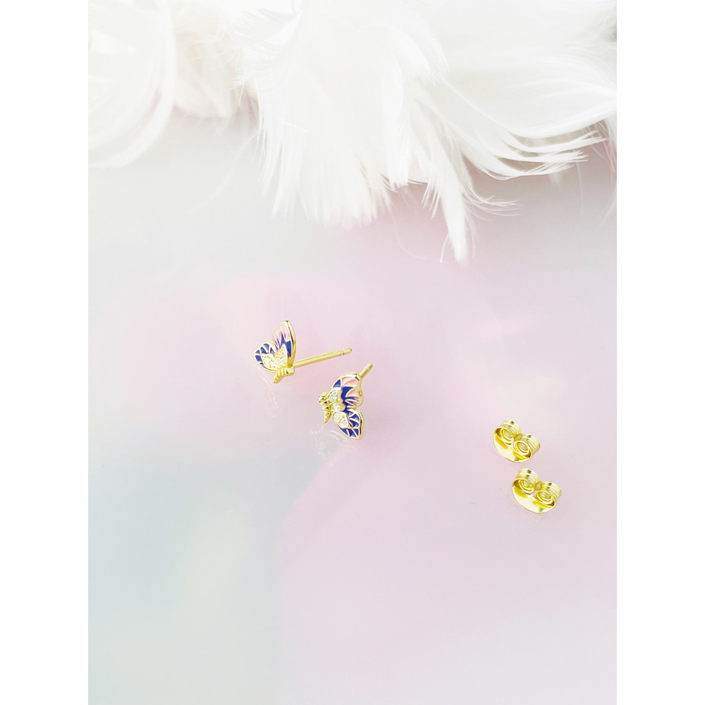 Schmetterling 925 Silberne vergoldet Ohrringe Damen Kinder