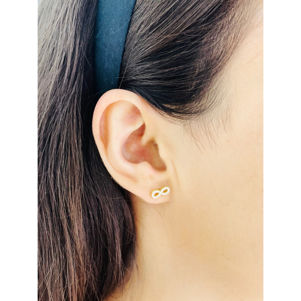 Infinity 925 Silberne vergoldet Ohrringe Damen Kinder