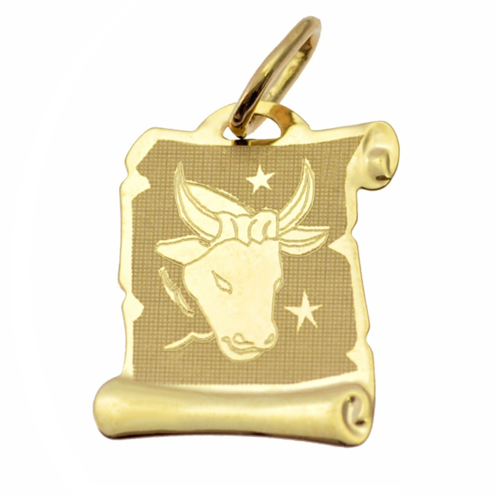 Złoty wisiorek zawieszka papirus znak zodiaku byk