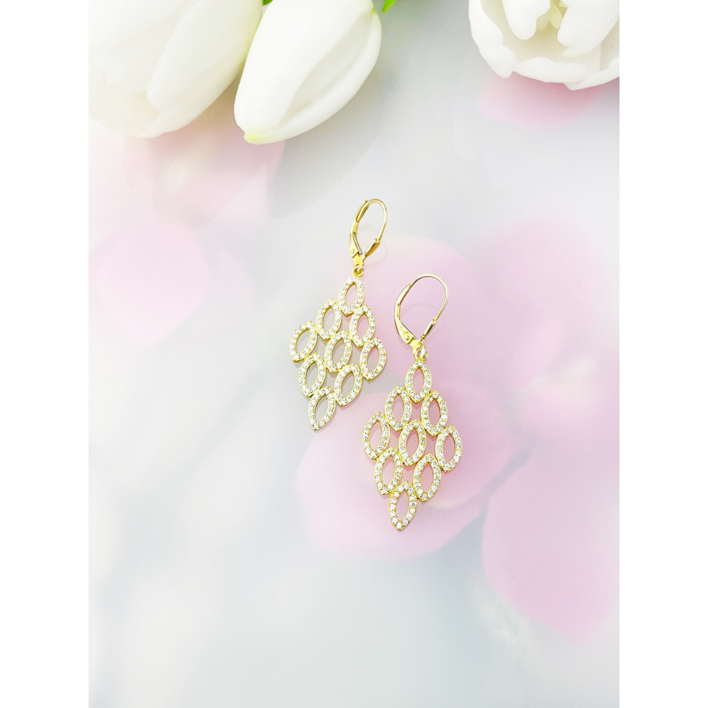 copy of Złote kolczyki przecinki z cyrkoniami