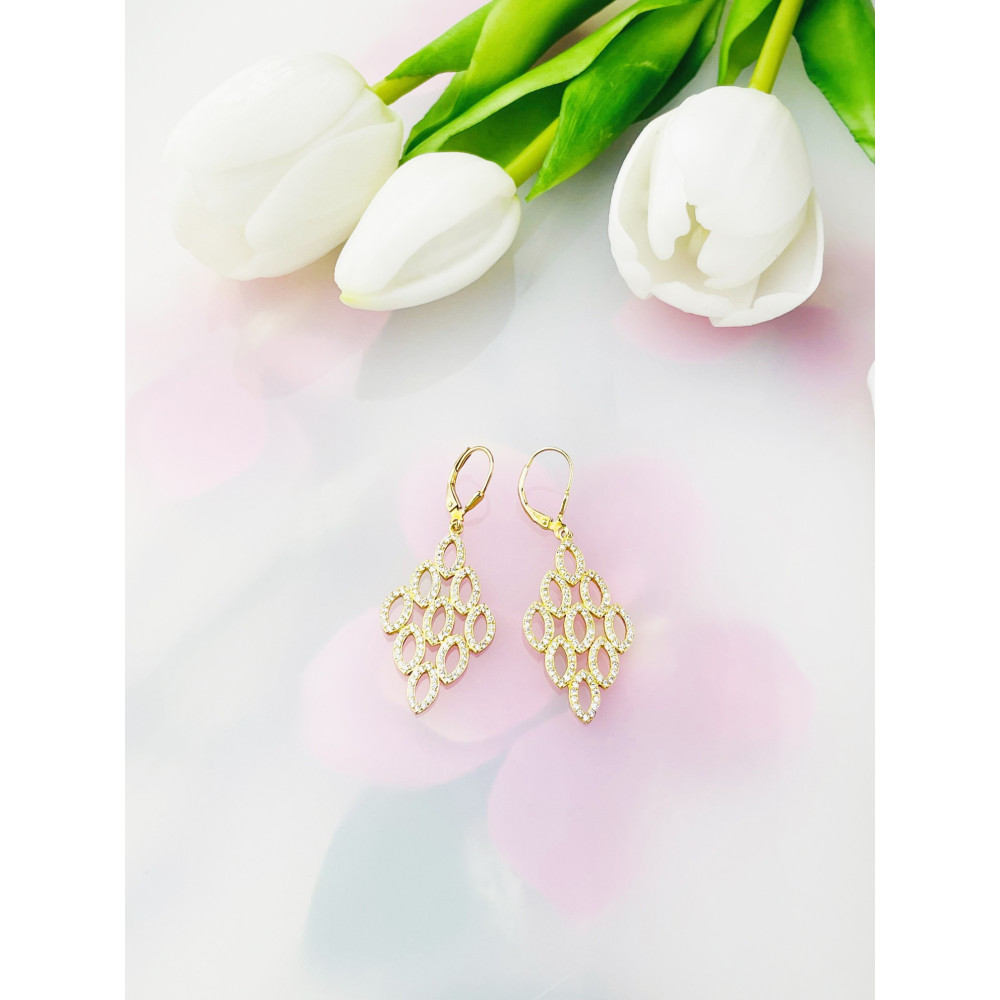 copy of Złote kolczyki przecinki z cyrkoniami