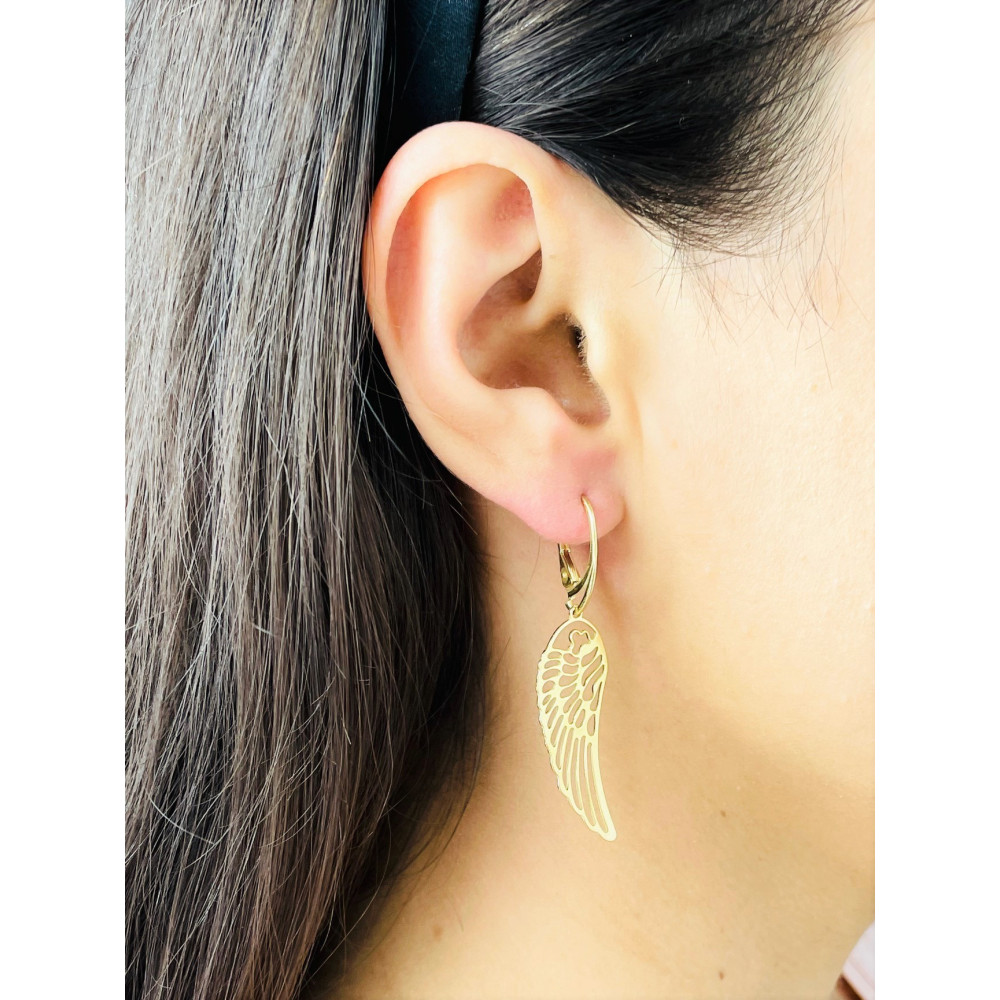 Flügel 925 Silberne vergoldet Ohrringe