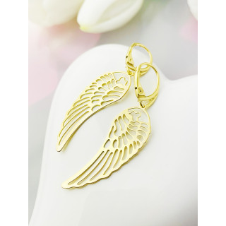 Srebrne kolczyki pozłacane wiszące skrzydła ażurowe