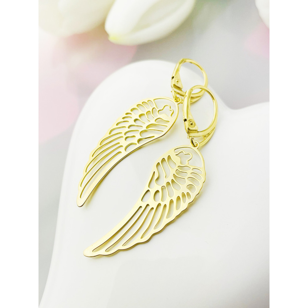 Flügel 925 Silberne vergoldet Ohrringe