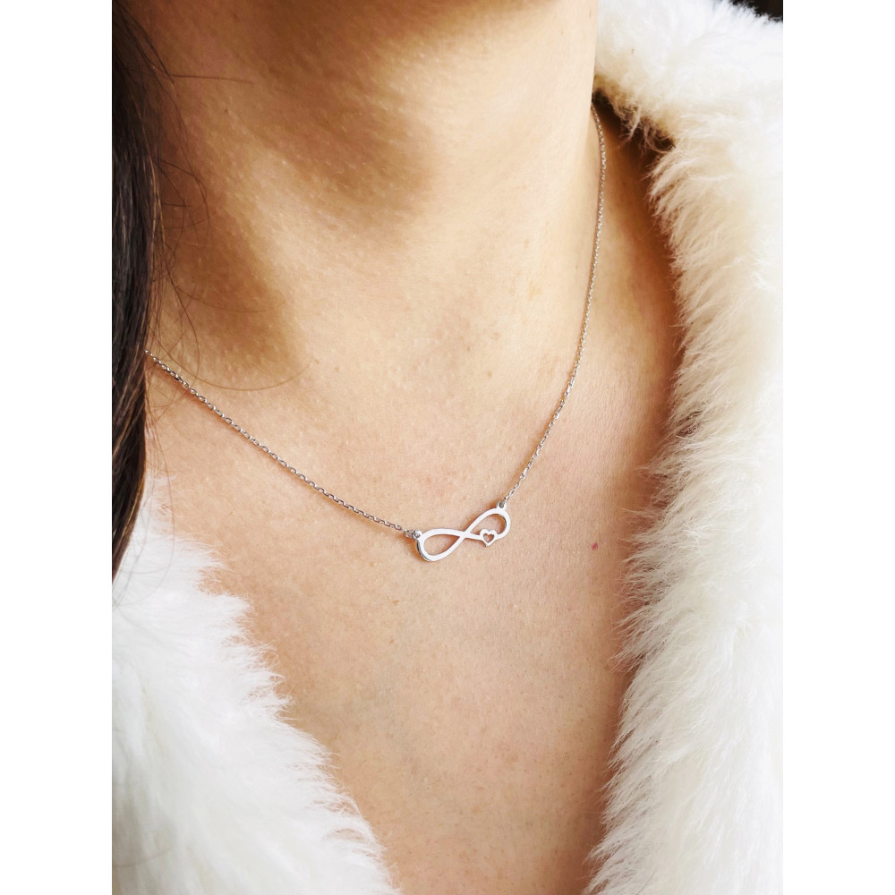 Herz Infinity 925 Silber Halskette Halsband Damen Kinder