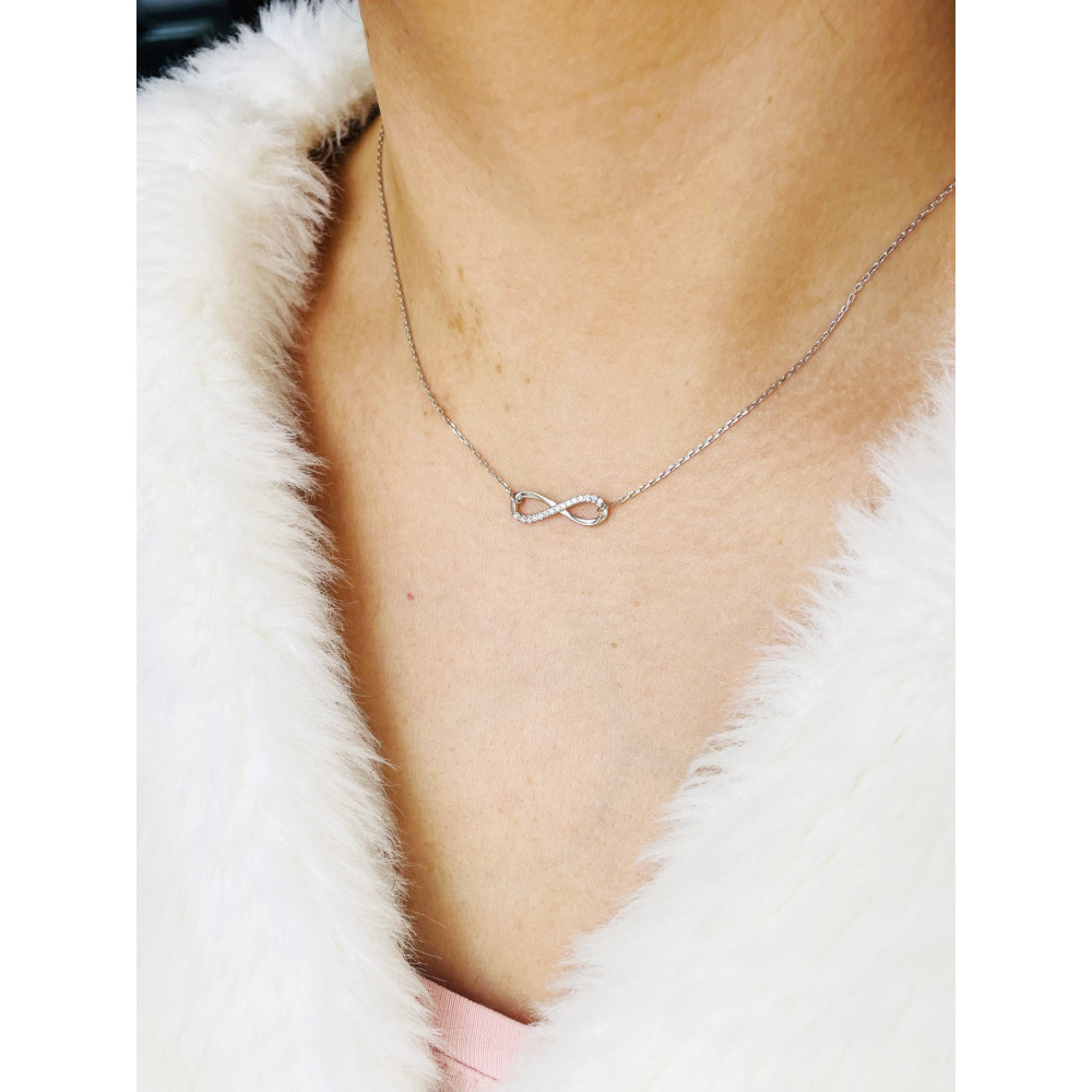Infinity mit Zirkonia 925 Silber Halskette Halsband Damen Kinder