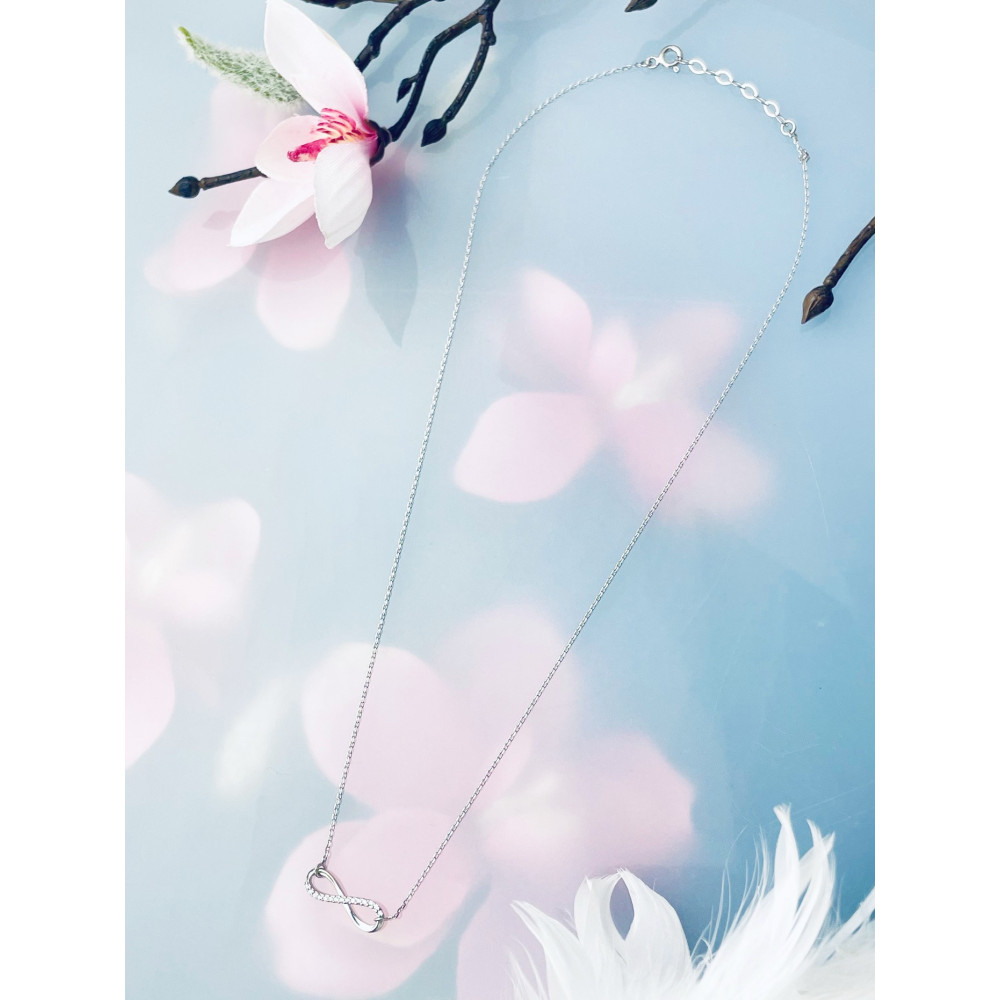 Infinity mit Zirkonia 925 Silber Halskette Halsband Damen Kinder