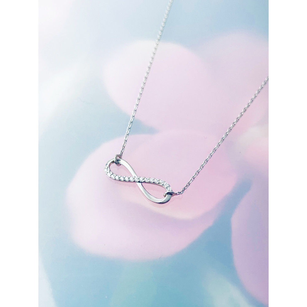 Infinity mit Zirkonia 925 Silber Halskette Halsband Damen Kinder