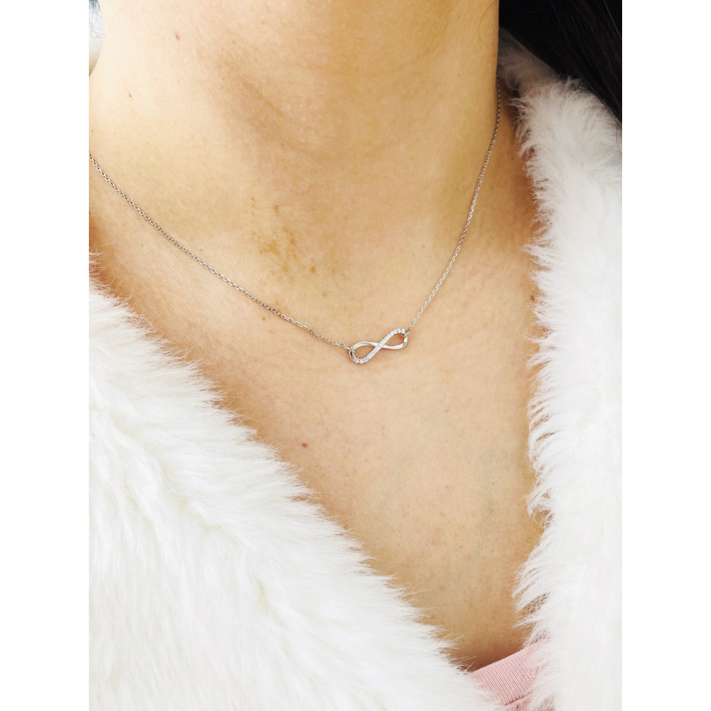 Infinity mit Zirkonia 925 Silber Halskette Halsband Damen Kinder