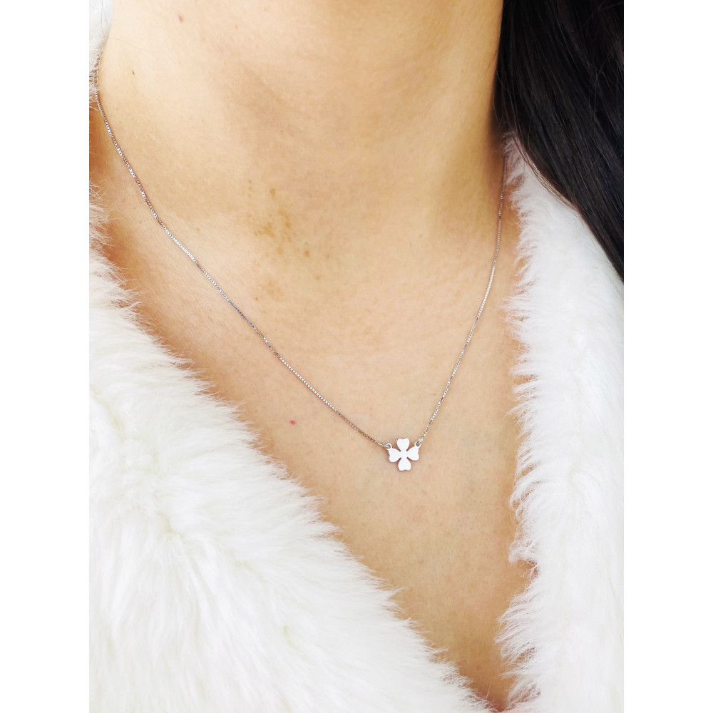 Kleeblatt 925 Silber Halskette Halsband Damen Kinder