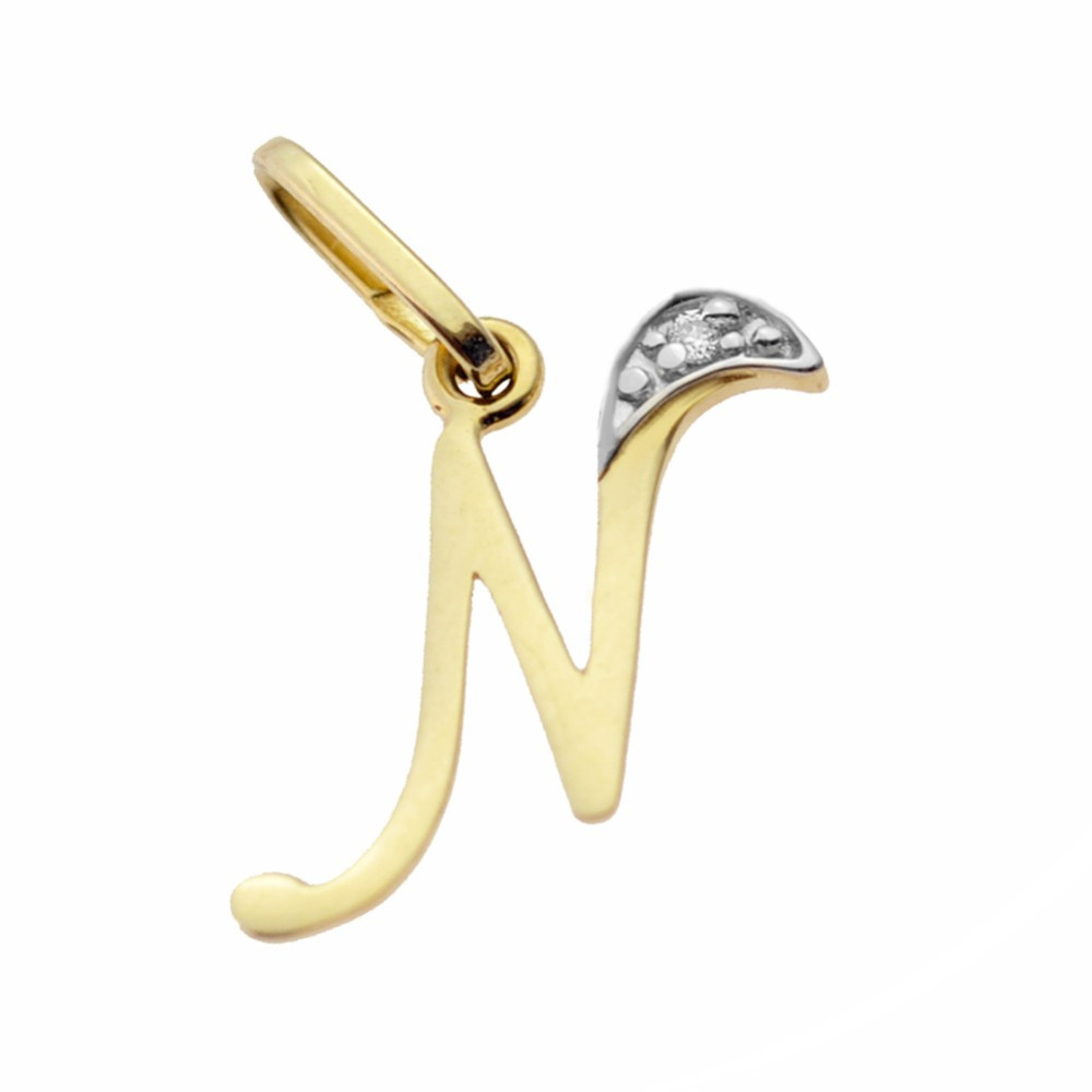 Złoty wisiorek zawieszka literka N