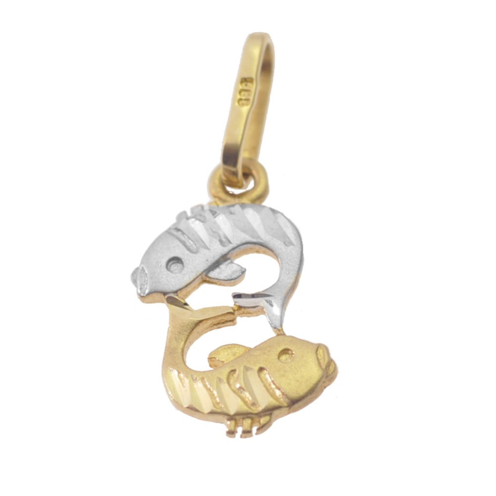 Złoty wisiorek zawieszka znak zodiaku ryby