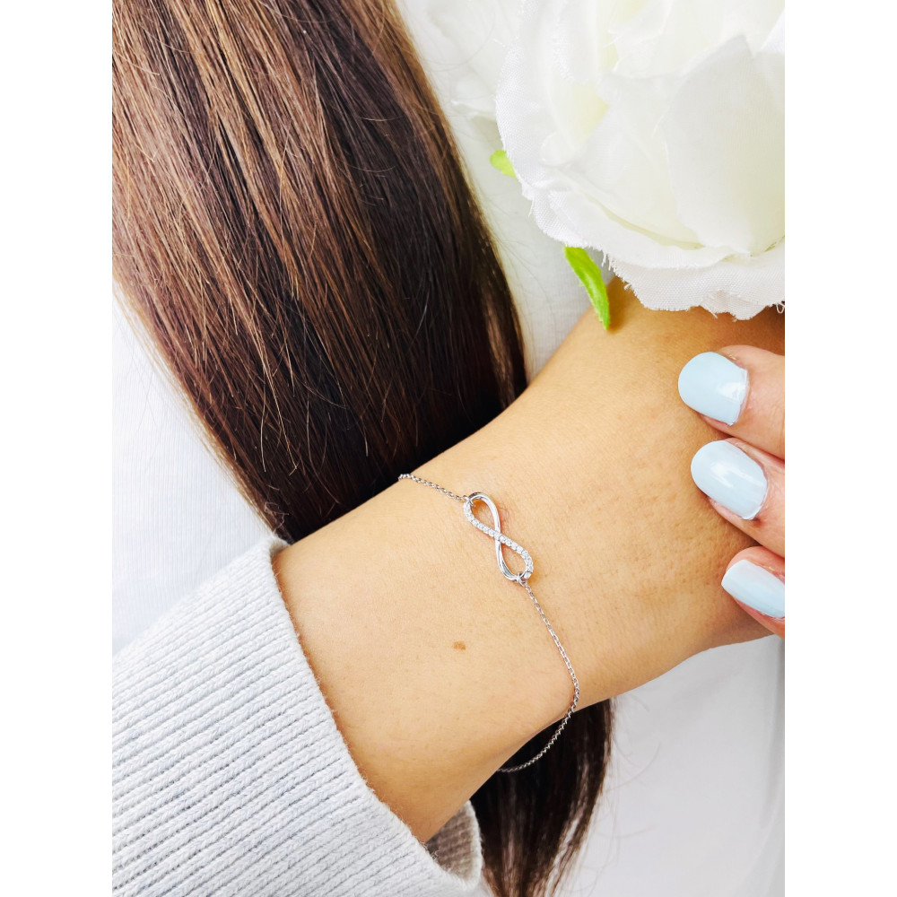 Infinity mit Zirkonia Armband 925 Silber Damen Kinder