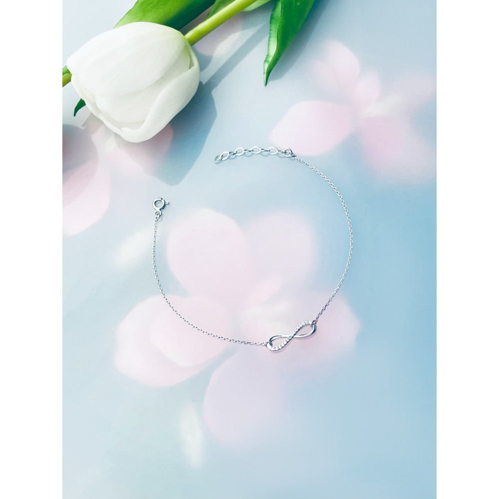 Infinity mit Zirkonia Armband 925 Silber Damen Kinder