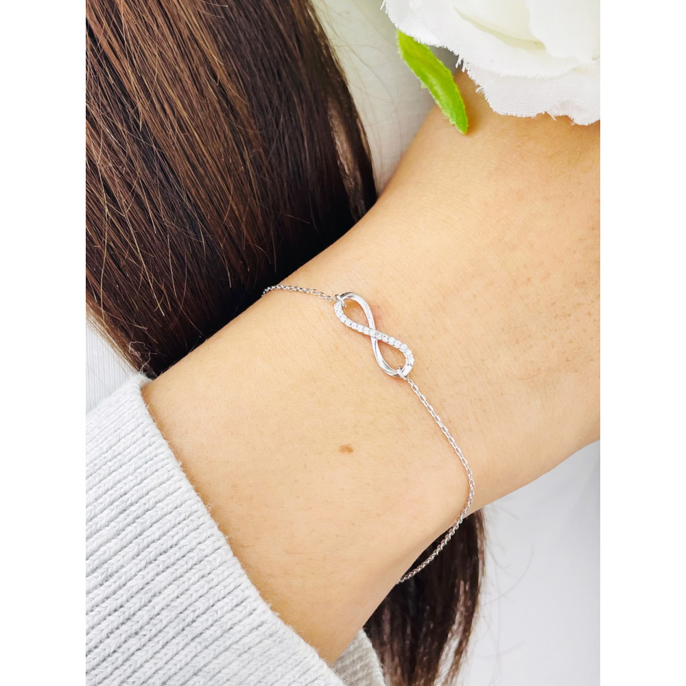 Infinity mit Zirkonia Armband 925 Silber Damen Kinder