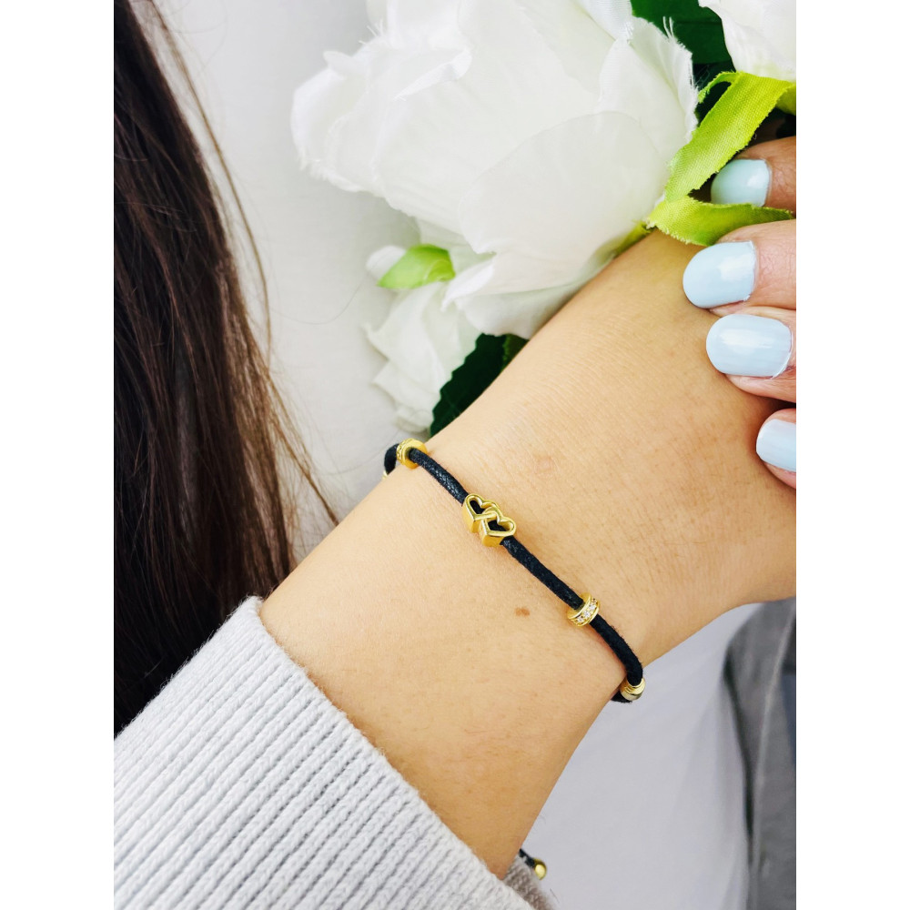 Herz 925 Silber vergoldet Armband mit Zirkonia