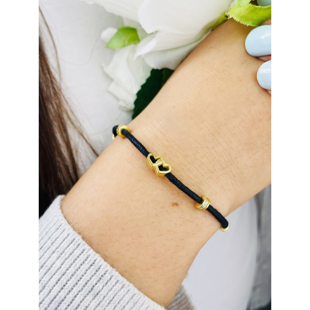 Herz 925 Silber vergoldet Armband mit Zirkonia