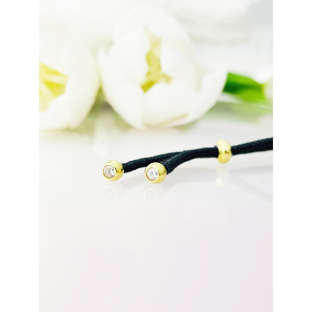 Srebrna bransoletka pozłacana z cyrkoniami sznurkowa serca