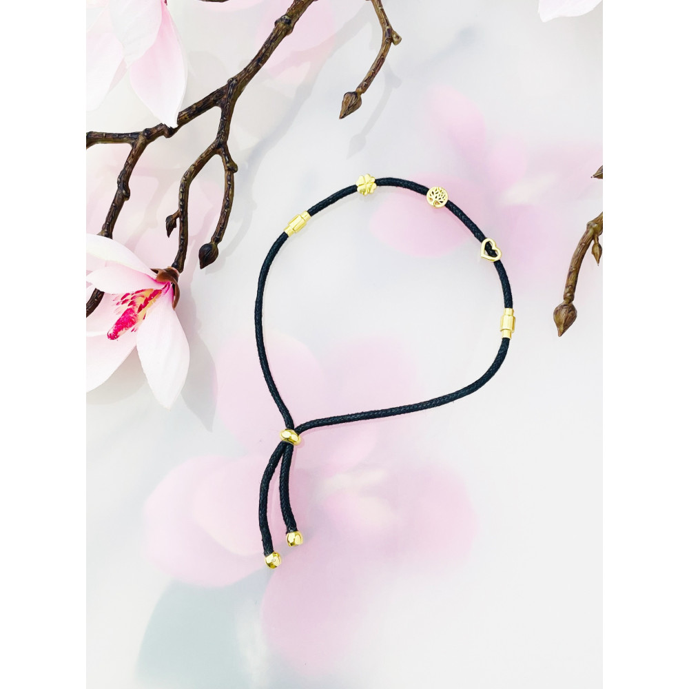 Kleeblatt Baum Herz 925 Silber vergoldet Armband mit Zirkonia