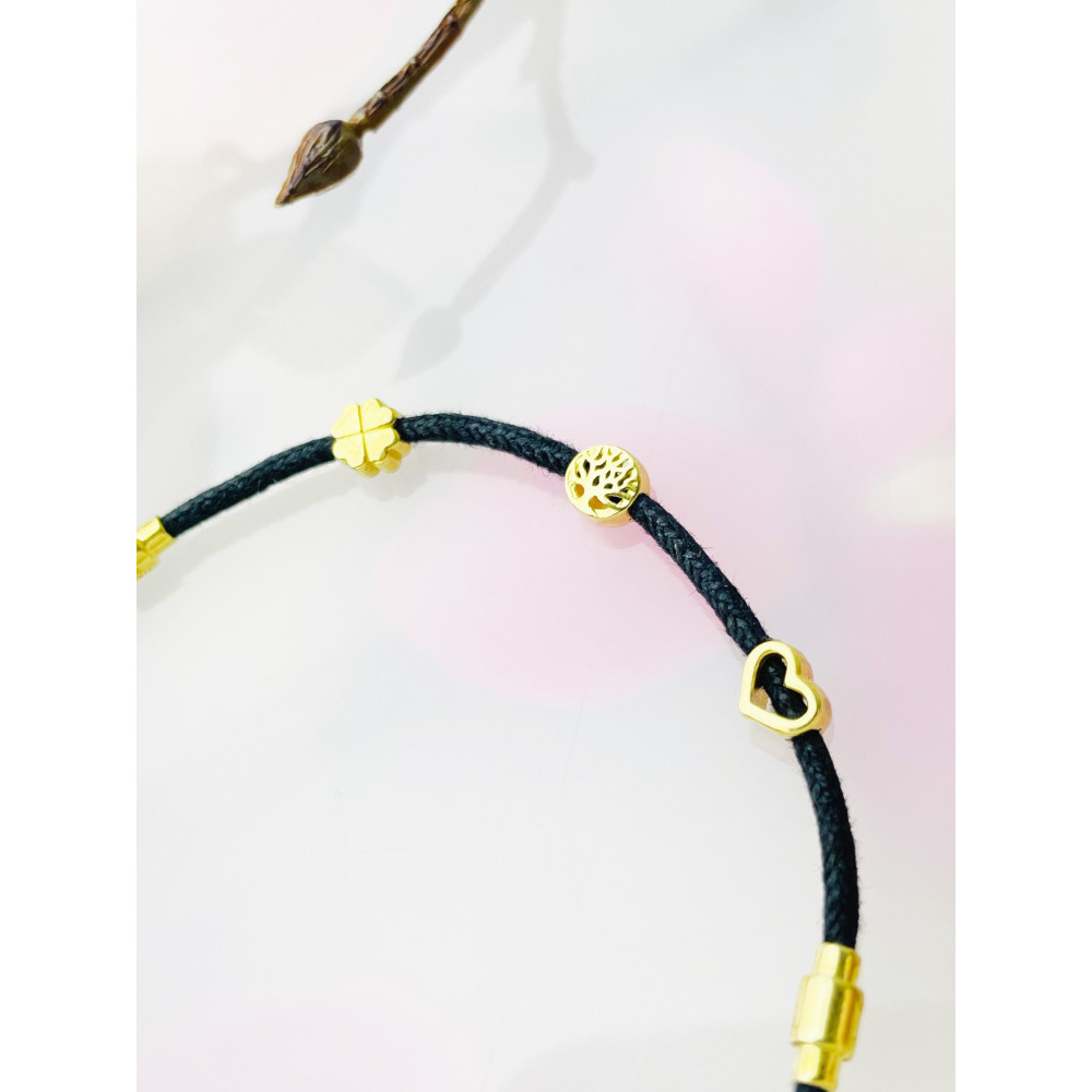 Kleeblatt Baum Herz 925 Silber vergoldet Armband mit Zirkonia