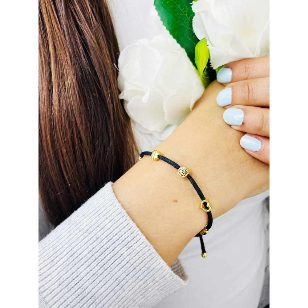 Kleeblatt Baum Herz 925 Silber vergoldet Armband mit Zirkonia