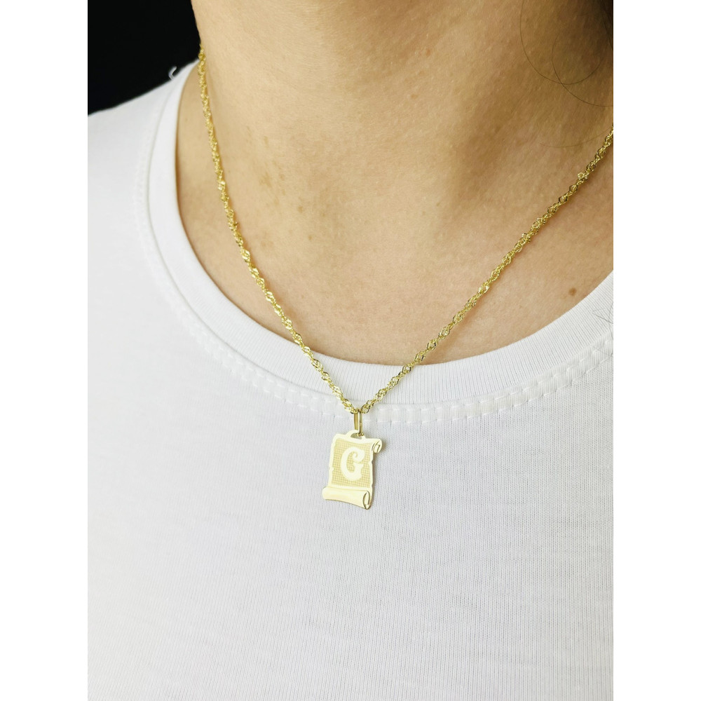 Złoty wisiorek zawieszka papirus literka G