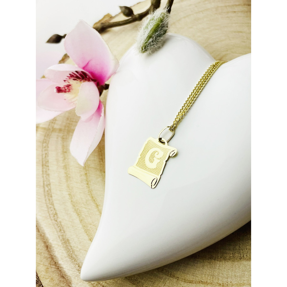 Anhänger Buchstabe G Papyrus Kettenanhänger Goldanhänger Gelbgold