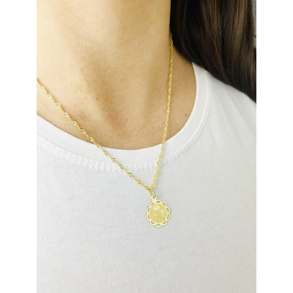 Złoty Medalik ozdobny Zawieszka Matka Boska Częstochowska