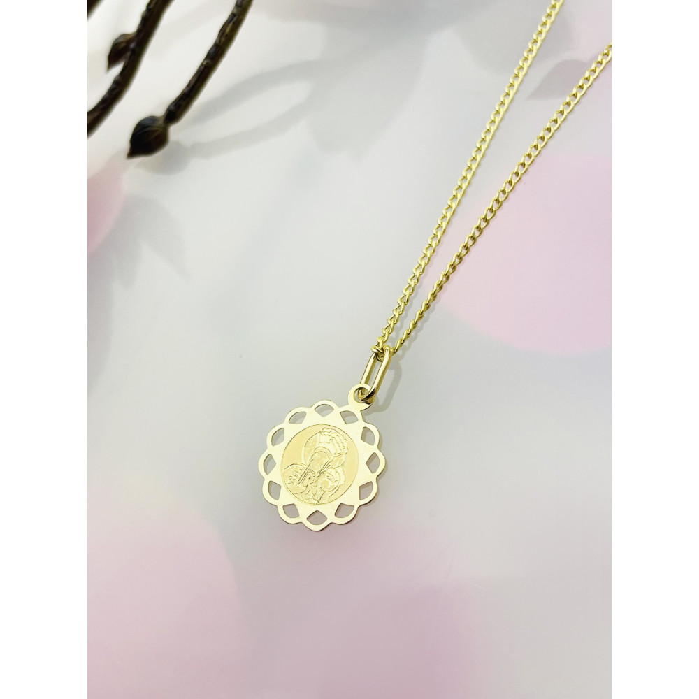 Złoty Medalik ozdobny Zawieszka Matka Boska Częstochowska