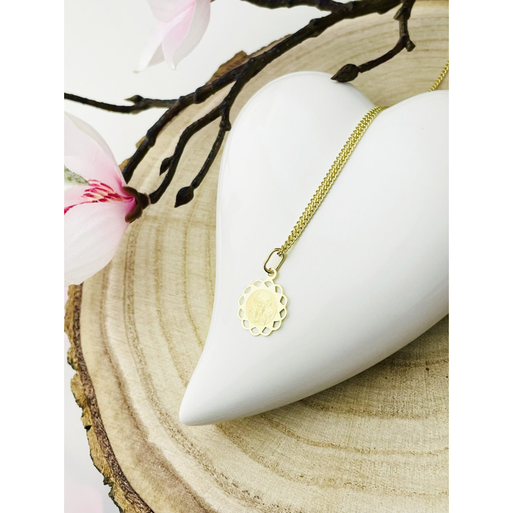 Złoty Medalik ozdobny Zawieszka Matka Boska Częstochowska