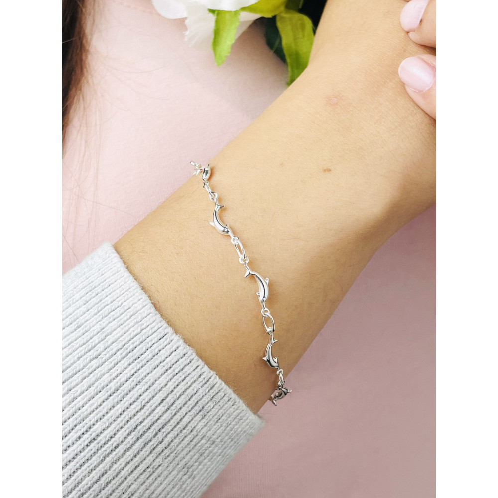 Delphin Armband 925 Silber Damen Kinder