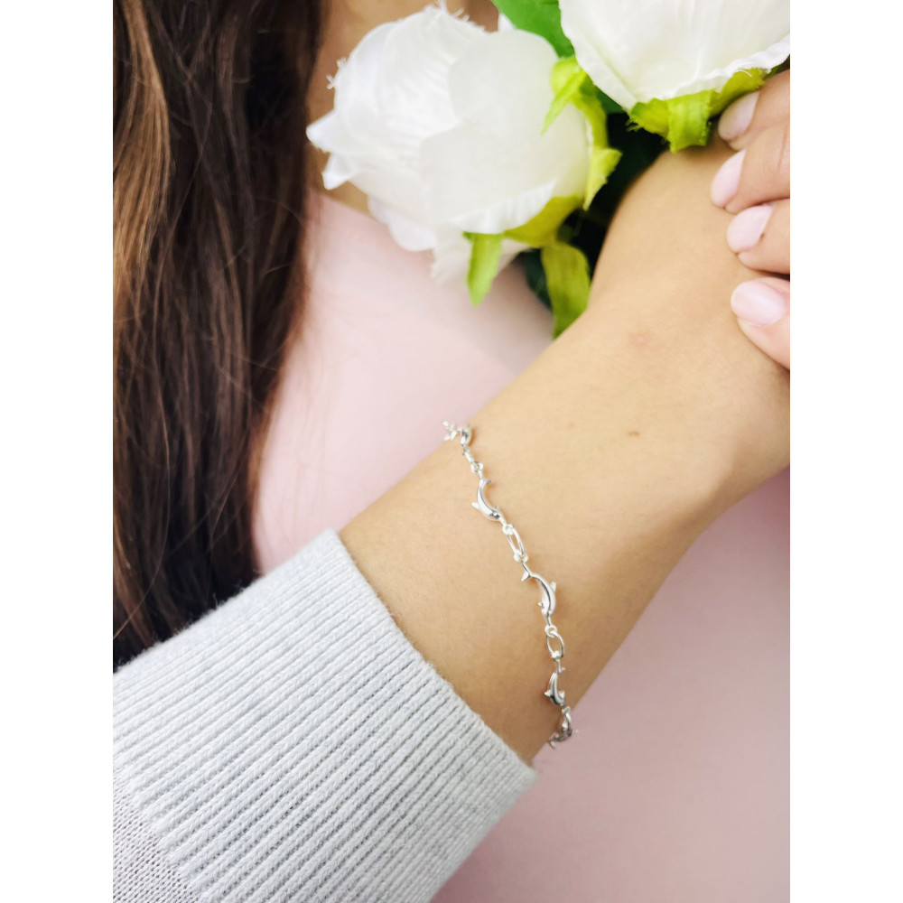 Delphin Armband 925 Silber Damen Kinder