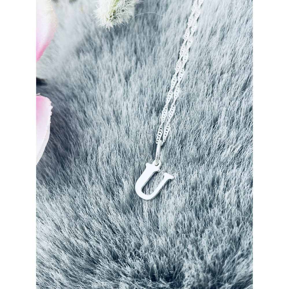 Sebrny wisiorek zawieszka literka U