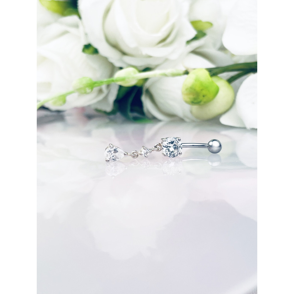 Bauchnabelpiercing Silber 925 Piercingschmuck mit Banana mit Zirkonia