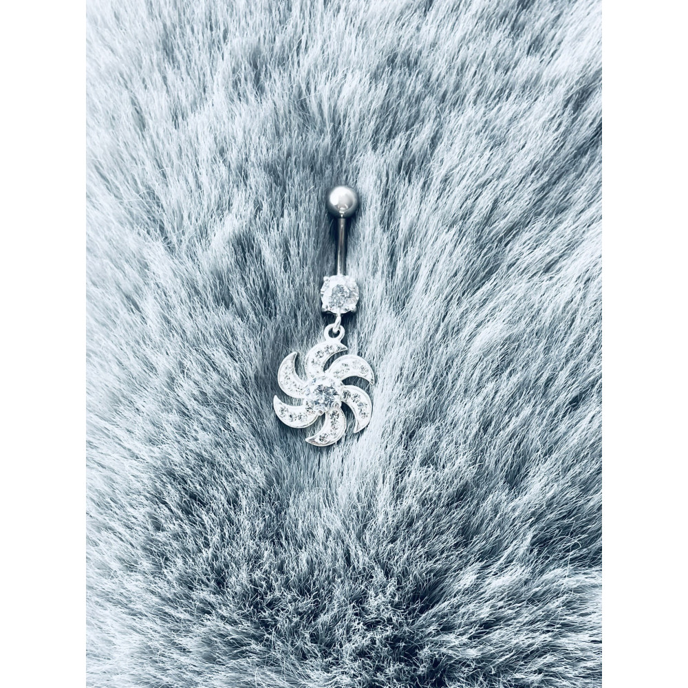 Blume Bauchnabelpiercing Silber 925 Piercingschmuck Banana mit Zirkonia