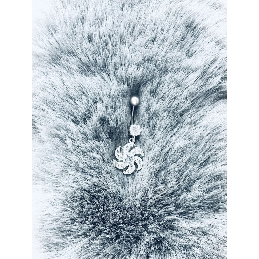 Blume Bauchnabelpiercing Silber 925 Piercingschmuck Banana mit Zirkonia