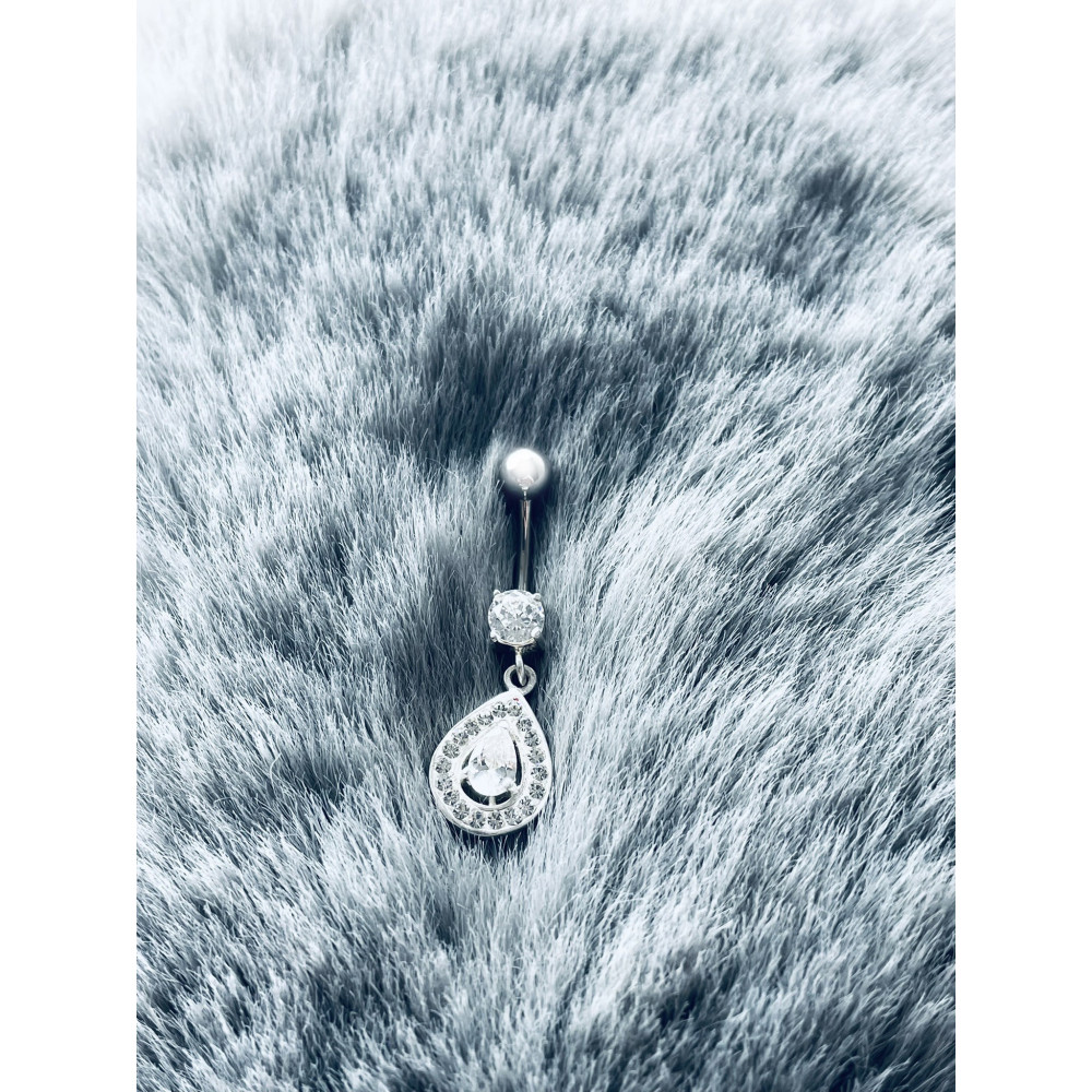 Tropfen Bauchnabelpiercing Silber 925 Piercingschmuck Banana mit Zirkonia