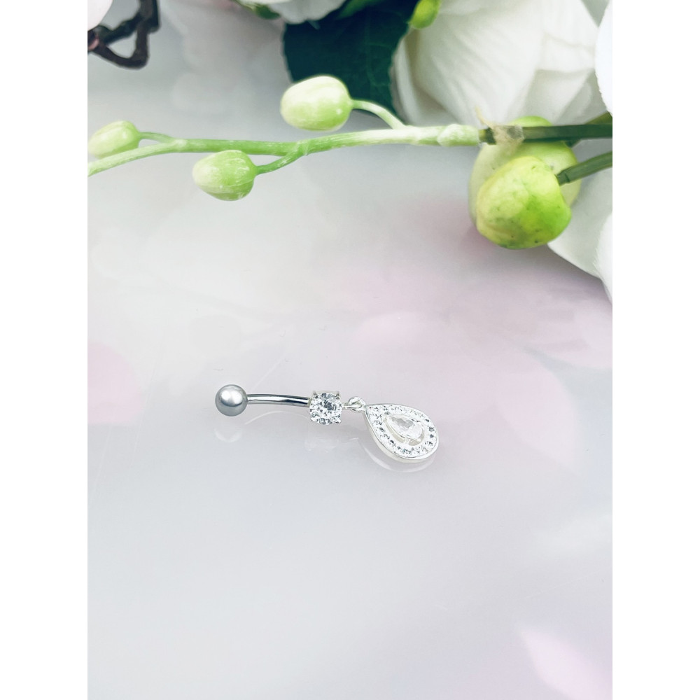 Tropfen Bauchnabelpiercing Silber 925 Piercingschmuck Banana mit Zirkonia