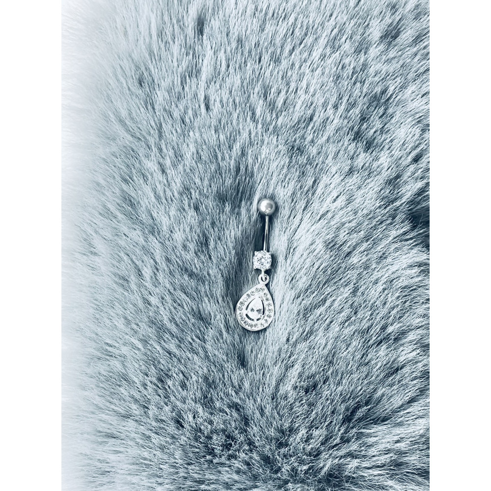 Tropfen Bauchnabelpiercing Silber 925 Piercingschmuck Banana mit Zirkonia