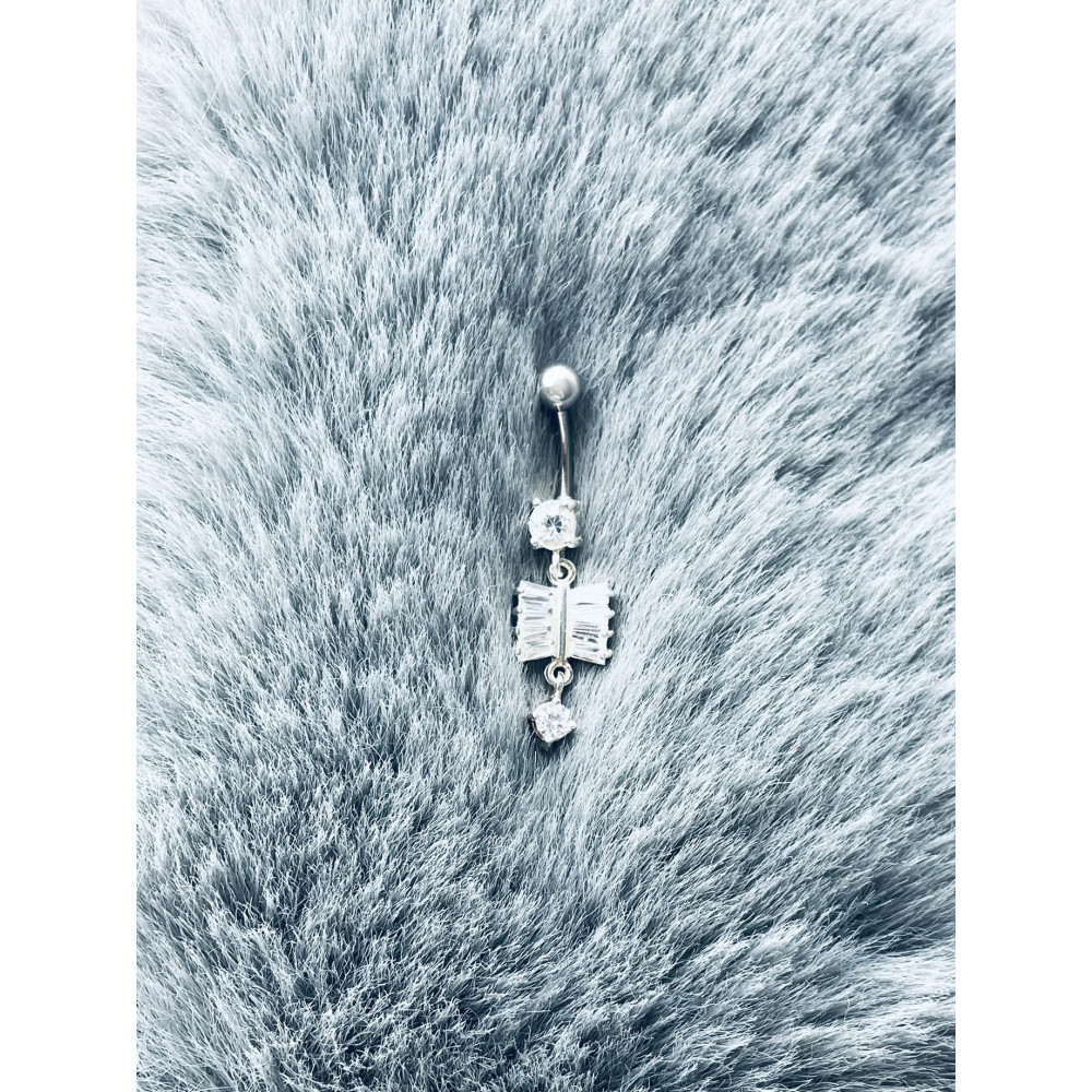 Libelle Bauchnabelpiercing Silber 925 Piercingschmuck Banana mit Zirkonia