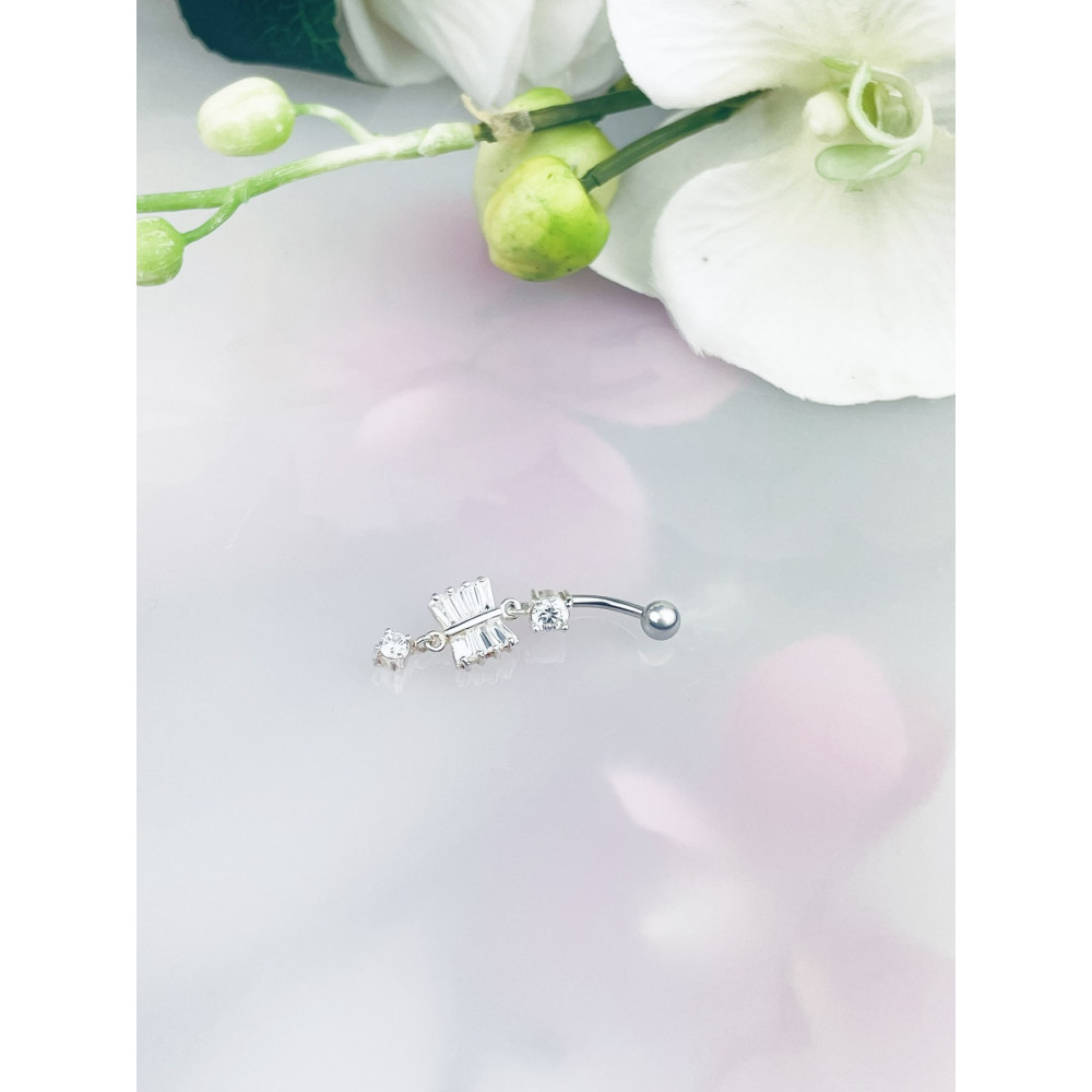 Libelle Bauchnabelpiercing Silber 925 Piercingschmuck Banana mit Zirkonia