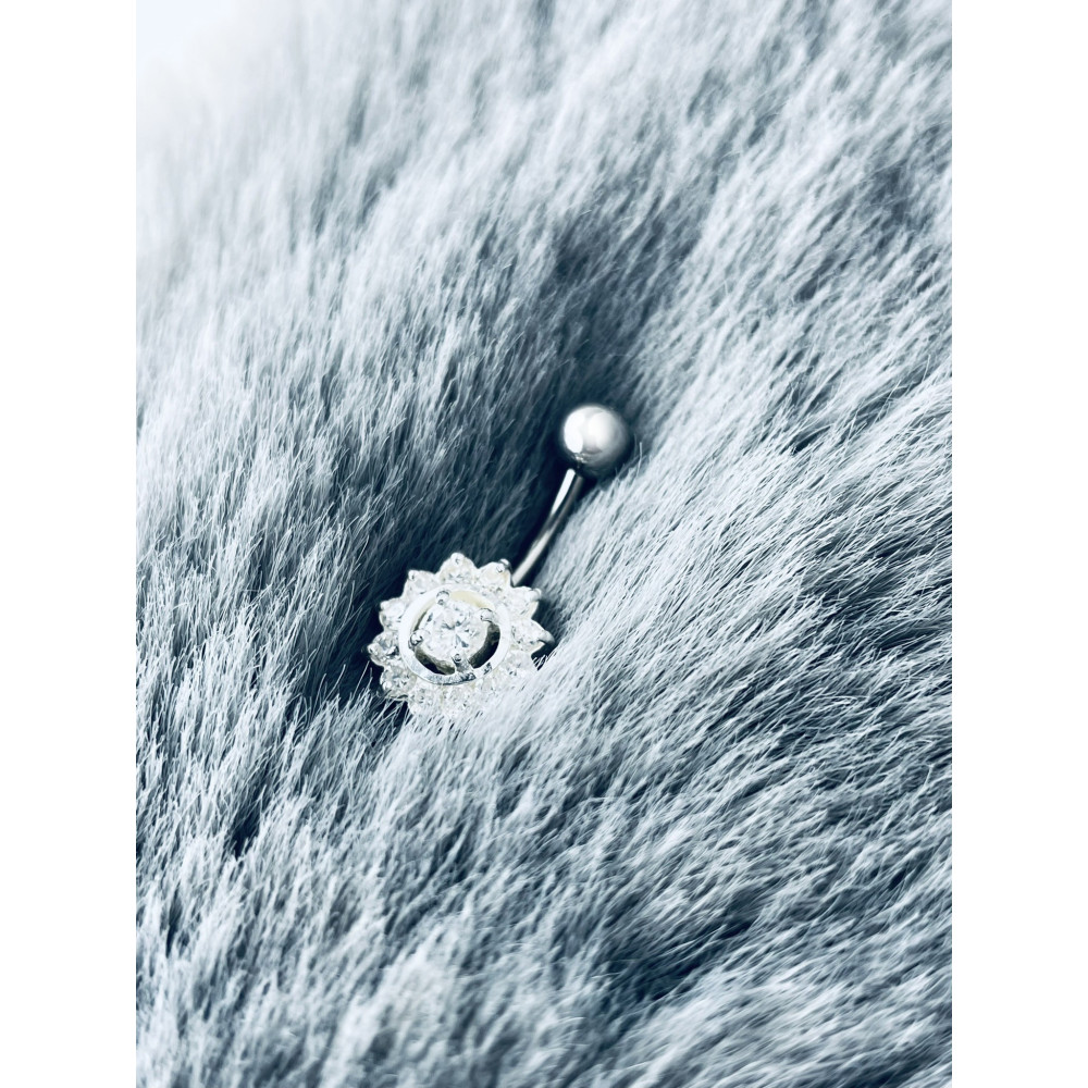 Blume Bauchnabelpiercing Silber 925 Piercingschmuck Banana mit Zirkonia