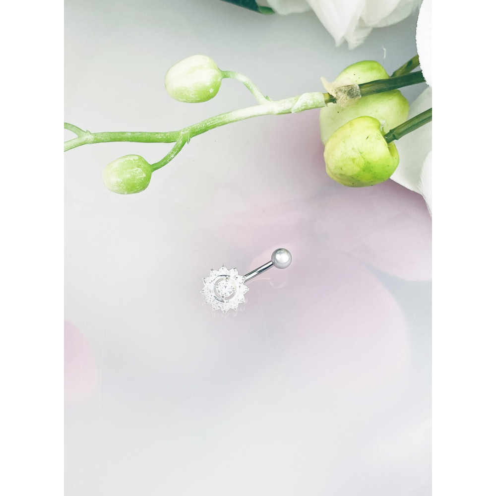 Blume Bauchnabelpiercing Silber 925 Piercingschmuck Banana mit Zirkonia