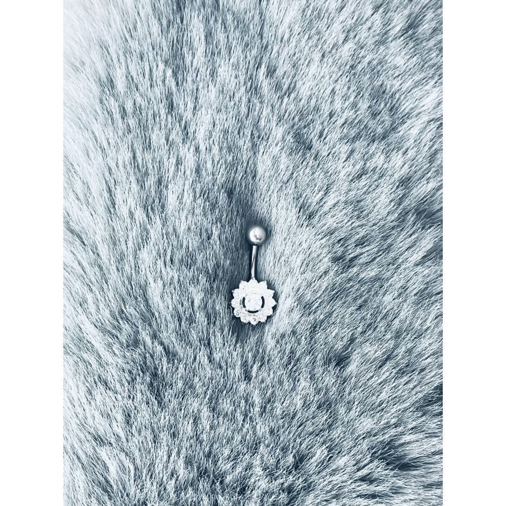 Blume Bauchnabelpiercing Silber 925 Piercingschmuck Banana mit Zirkonia