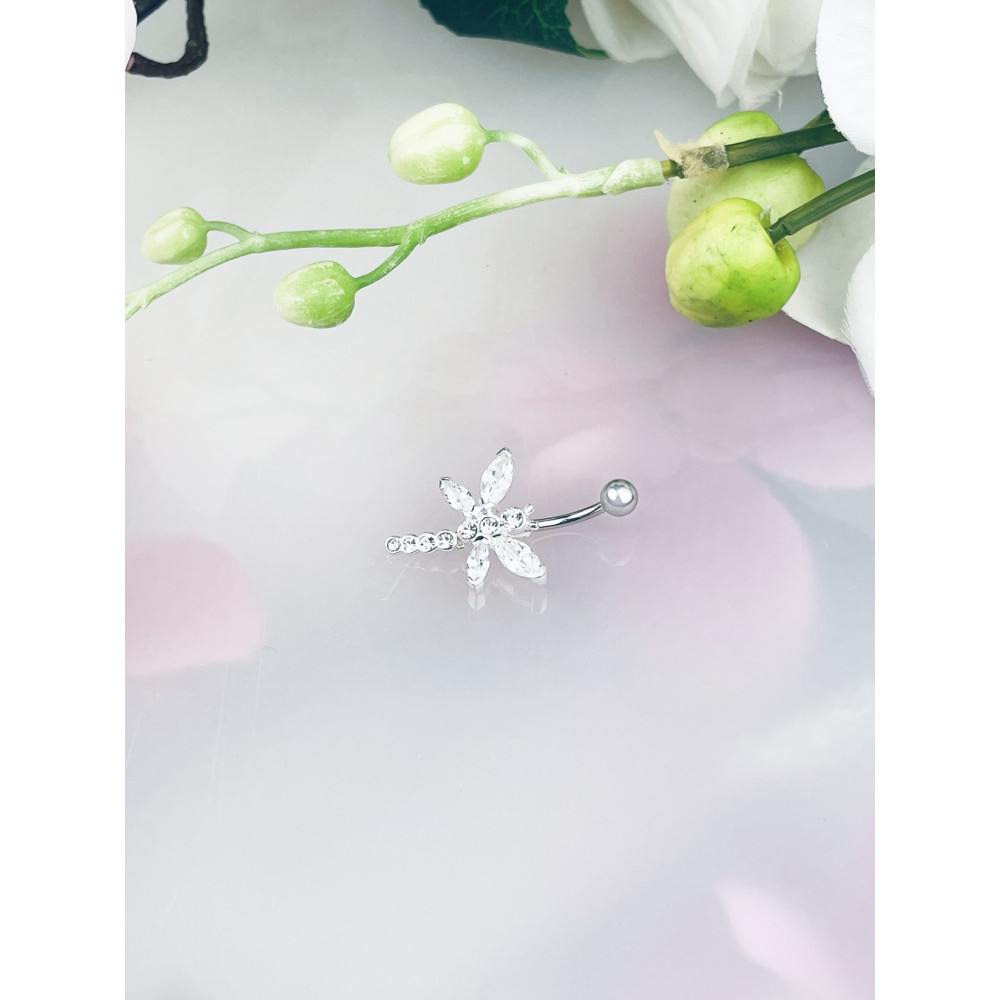 Libelle Bauchnabelpiercing Silber 925 Piercingschmuck Banana mit Zirkonia