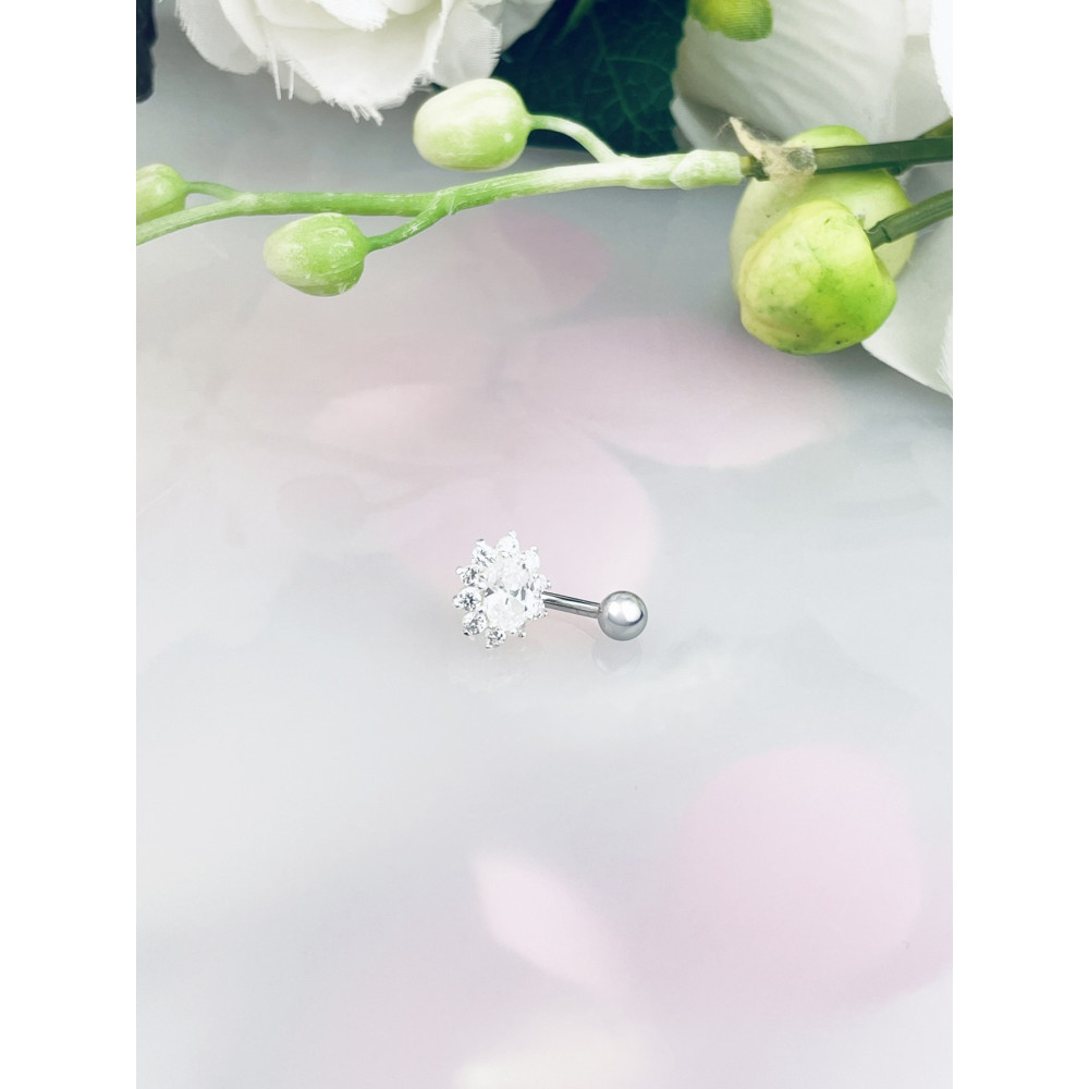Blume Bauchnabelpiercing Silber 925 Piercingschmuck Banana mit Zirkonia