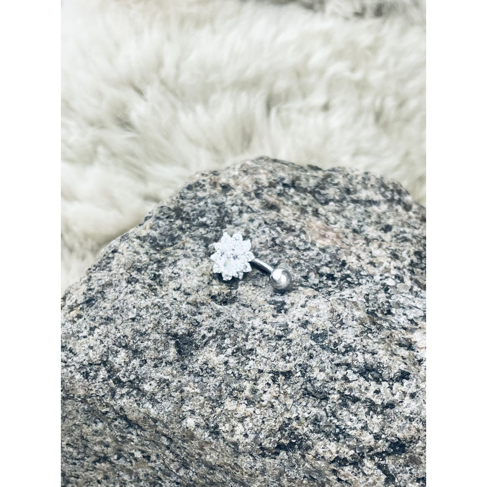 Blume Bauchnabelpiercing Silber 925 Piercingschmuck Banana mit Zirkonia