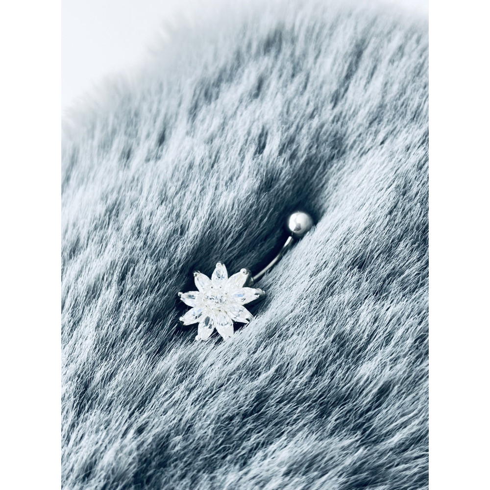 Blume Bauchnabelpiercing Silber 925 Piercingschmuck Banana mit Zirkonia