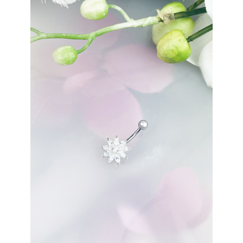 Blume Bauchnabelpiercing Silber 925 Piercingschmuck Banana mit Zirkonia